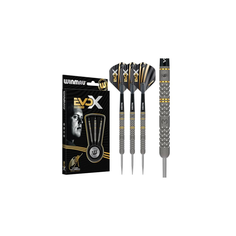 Winmau – Michael Van Gerwen Mvg - Evox 24G Professional Steel Tip Darts Set With Dart Flights And Stems (Shafts)