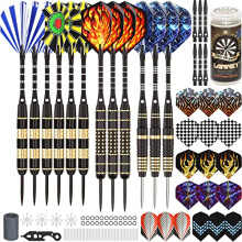 LANNEY Darts Metal Tip, Steel Tip Darts Set 20, 24, 26 Grams Professional Dart for Dartboard with Aluminum Shafts, Brass Barrels, Extra Flights, Shar