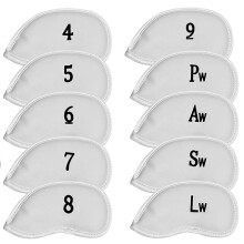 All Teed Up Premium Magnetic Leather Iron and Wedge Golf Club Head Covers | Set of 10 | Fits Most Clubs | Embroidered Club Label on Both Sides of Clu