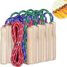 Vokowin 10pcs Childrens Skipping Ropes, Wooden Handle Skipping Ropes 10 Colourful Jump Ropes for Outdoor Games Parties (K403-10)