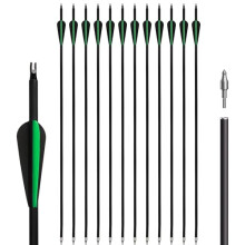 12pcs Archery Carbon Arrow Set, 30 Inch with Removable Arrows for Compound and Recurve Bows Practice Hunting Targeting Arrows