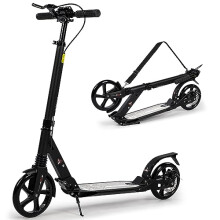 Foldable Kick Scooter for Kids Ages 8-12, 200mm Big Wheels Scooter for Adults with Disc Brakes, Adult Scooters with Carry Strap and Height Adjustable