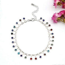 Anklets (Silver) for Women Naturally Adjustable Anklet Crystal Color Rhinestone