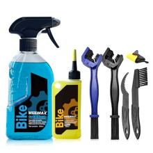WEIDMAX Bike Cleaner, 7 in 1 Bike Cleaning Kit Includes 350ml Cleaning Spray, 100ml Chain Lubricant, 4 Brushes and 1 Towel, Bicycle Chain Cleaner for
