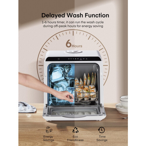 Table Top Dishwasher, Mini Countertop Dishwasher W/ 6 2