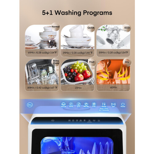 Table Top Dishwasher Mini Countertop Dishwasher W 6 Programs Delayed Start 1