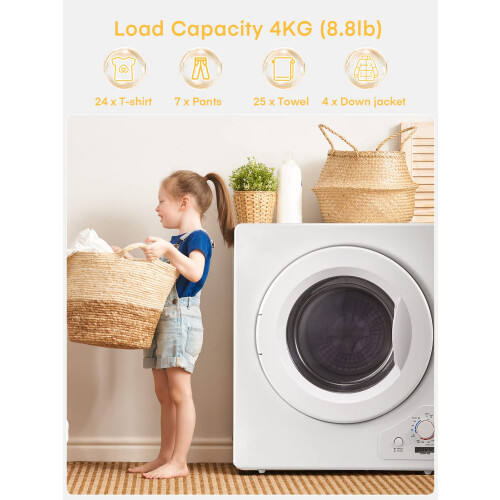 4KG Vented Tumble Dryer with 5 Drying Options, 1