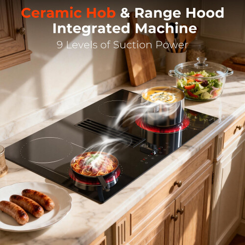 Hobsir Ceramic Hob with Extractor Hood, 4 Zones 1