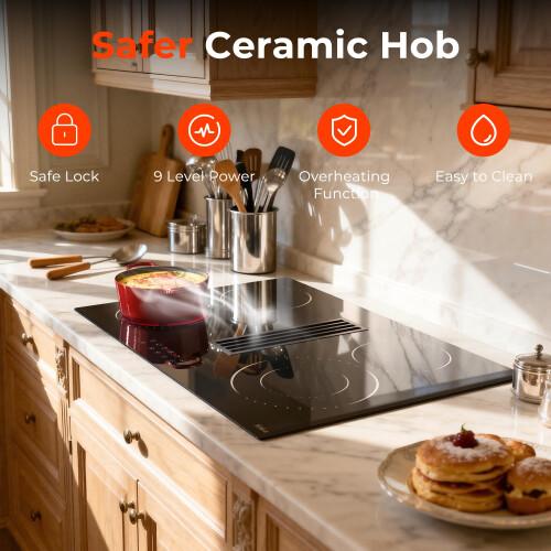 Hobsir Ceramic Hob with Extractor Hood, 4 Zones 2