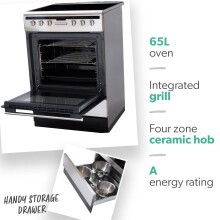 Amica 608CE2TAXX Freestanding Ceramic Top Cooker 60 cm Stainless Steel