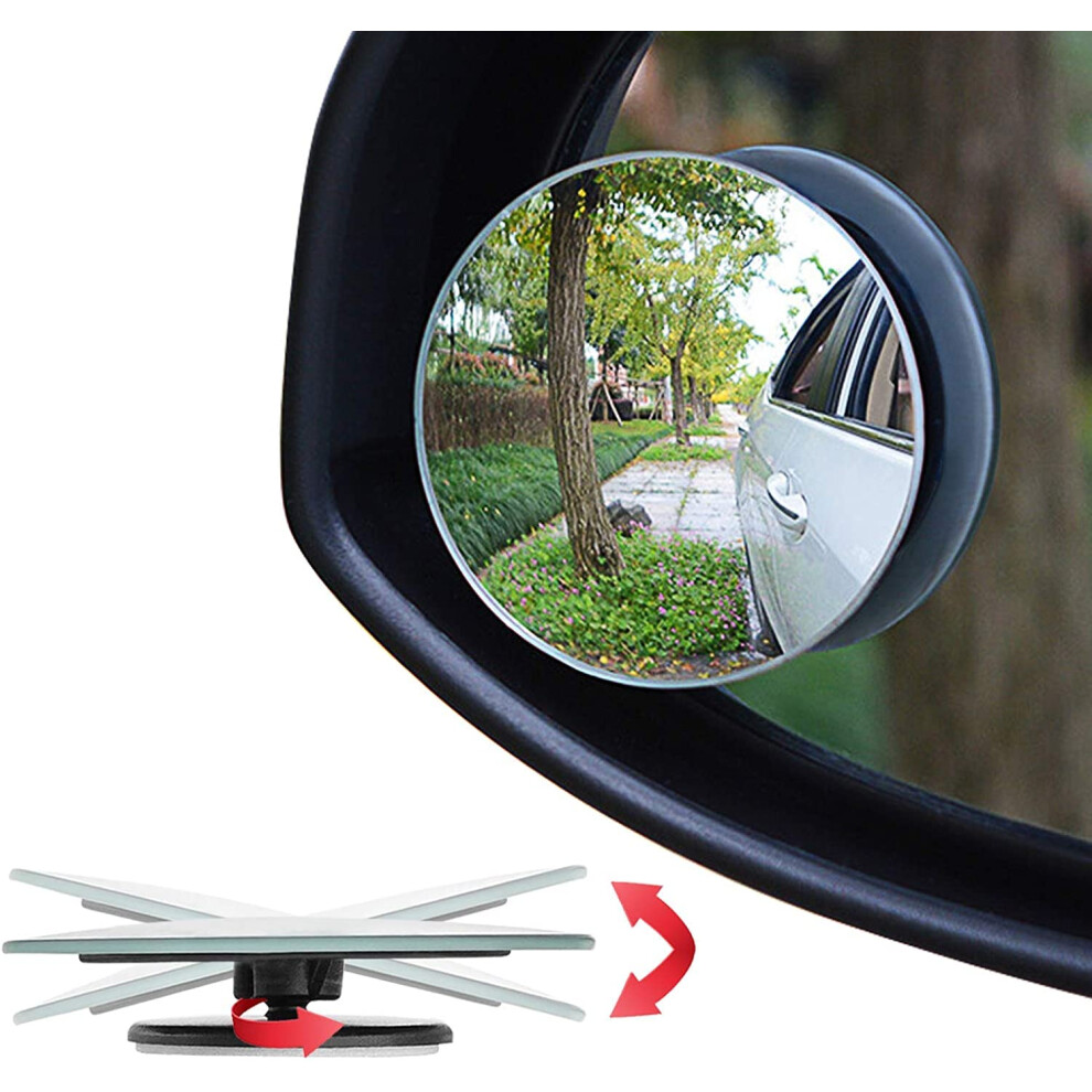 Ampper Blind Spot Mirror, 2" Round Hd Glass Frameless Convex Rear View Mirror, Pack Of 2 68459765