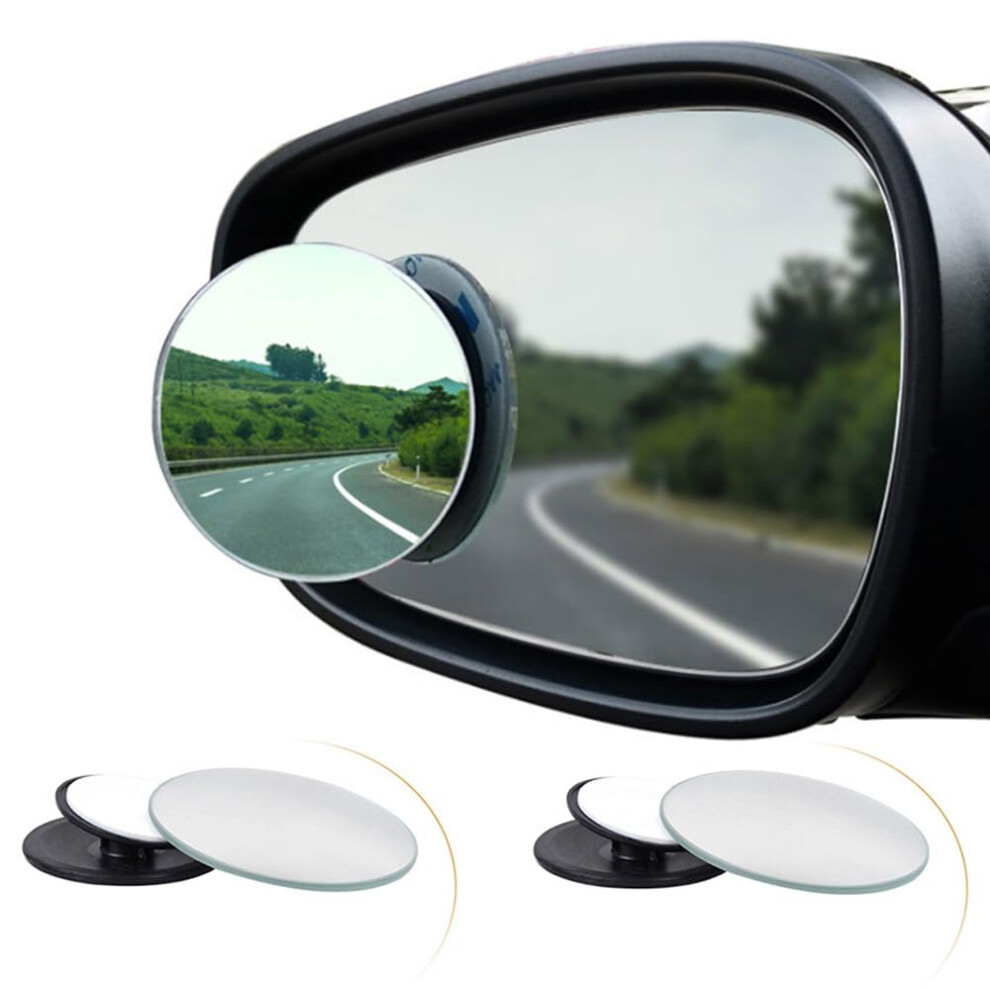 Spurtar Blind Spot Mirrors For Cars, 2 Pack Round Frameless Blind Spot Adhesive Waterproof 360 Rotate Adjustable Hd Glass Convex Side Mirror For Car 51560133