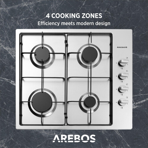 AREBOS Arebos 4-burner gas hob | 58 cm stainless 2