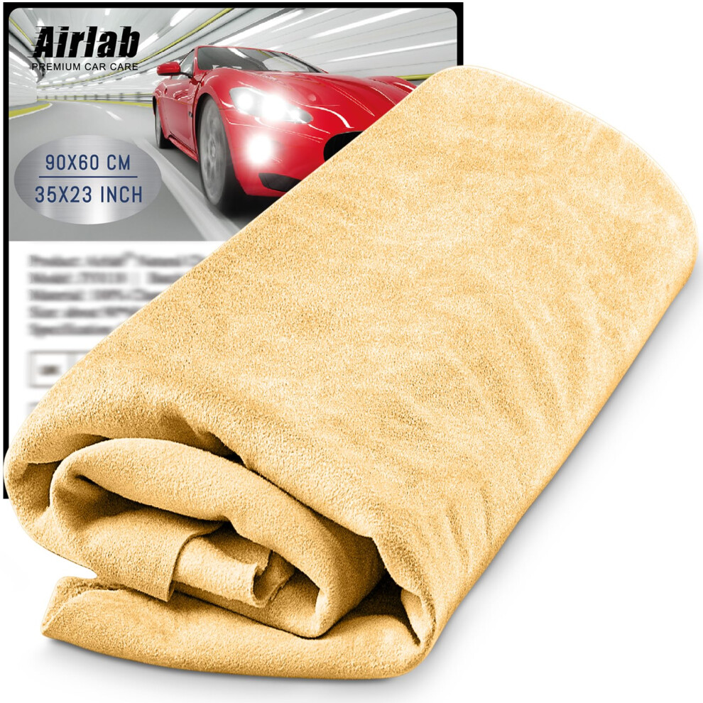 Airlab Large Genuine Chamois Leather Xxl/90X60 Cm, Shammy Leather Cloth, Car Washing Drying Towel, Natural Real Leather Cleaning Wipes For Mirrors, G 36568017