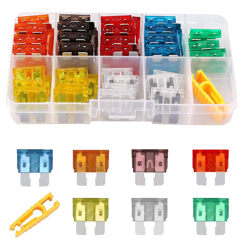 Car Fuse Kit - 60Pcs Assorted Blade Fuses (5A-30A) With Storage Case And Fuse Clip 15966711