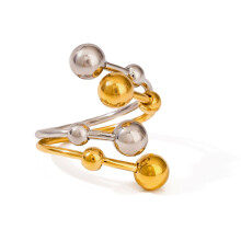 Fashionable Two Tone Gold Silver Ring Featuring Adjustable