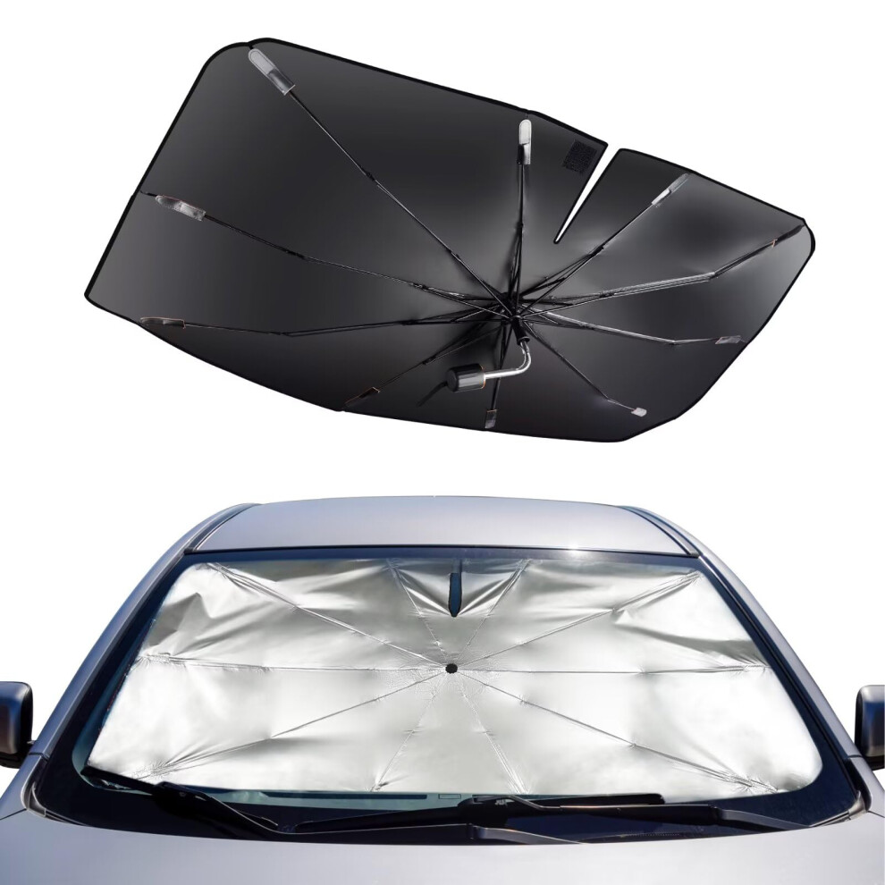 Mulor Sunshade For Car Windshield Foldable Sunshade Umbrella Car Front Window 360Rotatable And Bendable Support Bar