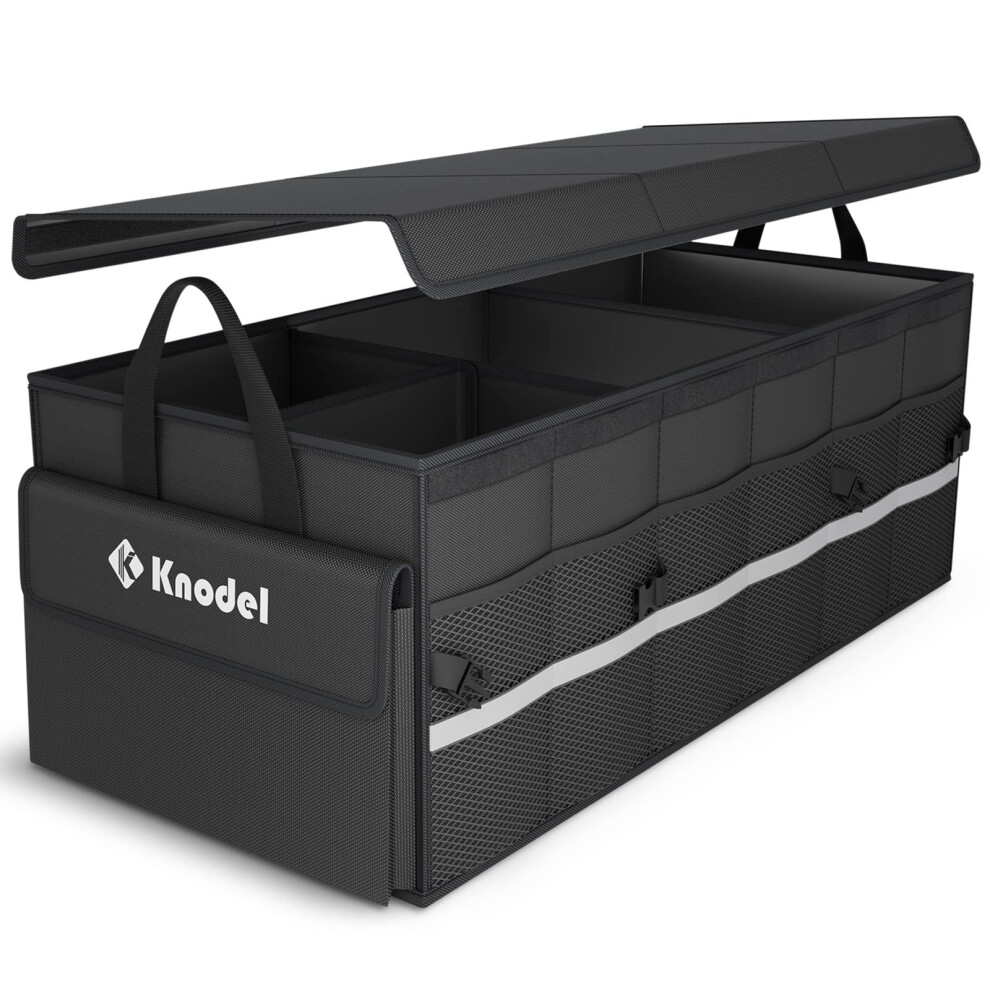K Knodel Car Boot Organiser With Foldable Cover, Car Storage Box And Bag, Large Boot Tidy With 3 Compartments, Car Organiser For Vehicle And Suv (Lar 60702593