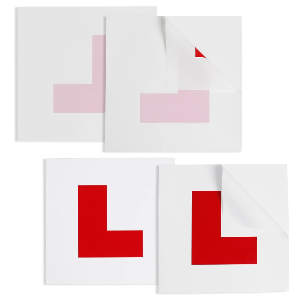 Onarway Learner Plate L Plate 4 Pack For Driver Learner, 2 Pcs Of Self Adhesive L Sticker & 2 Pcs Of Electrostatic L Plates For Car Window, No Fading 46982735