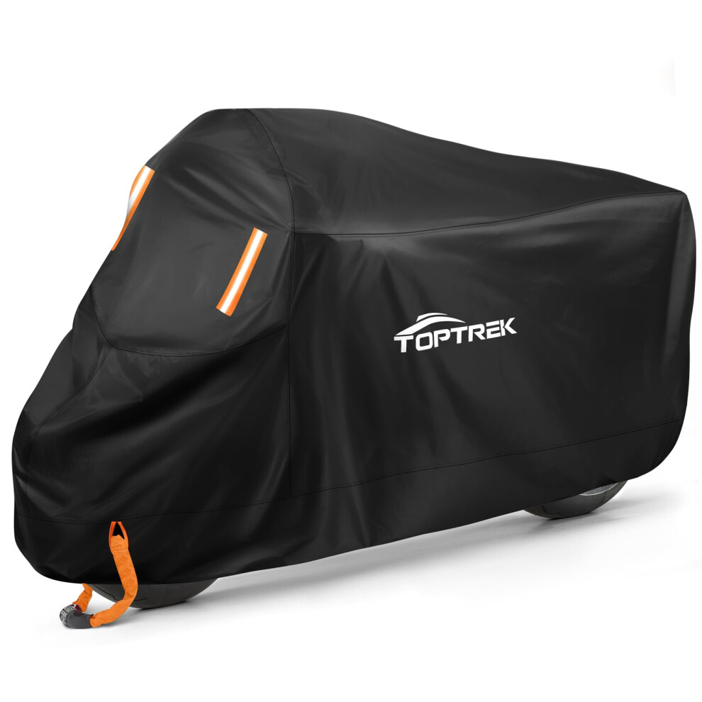 Toptrek Motorbike Cover, 210D Oxford Xxxl Motorcycle Cover Waterproof Outdoor With Lock Holes And Windproof Buckles, Dustproof Uv Protection Scooter 93157155