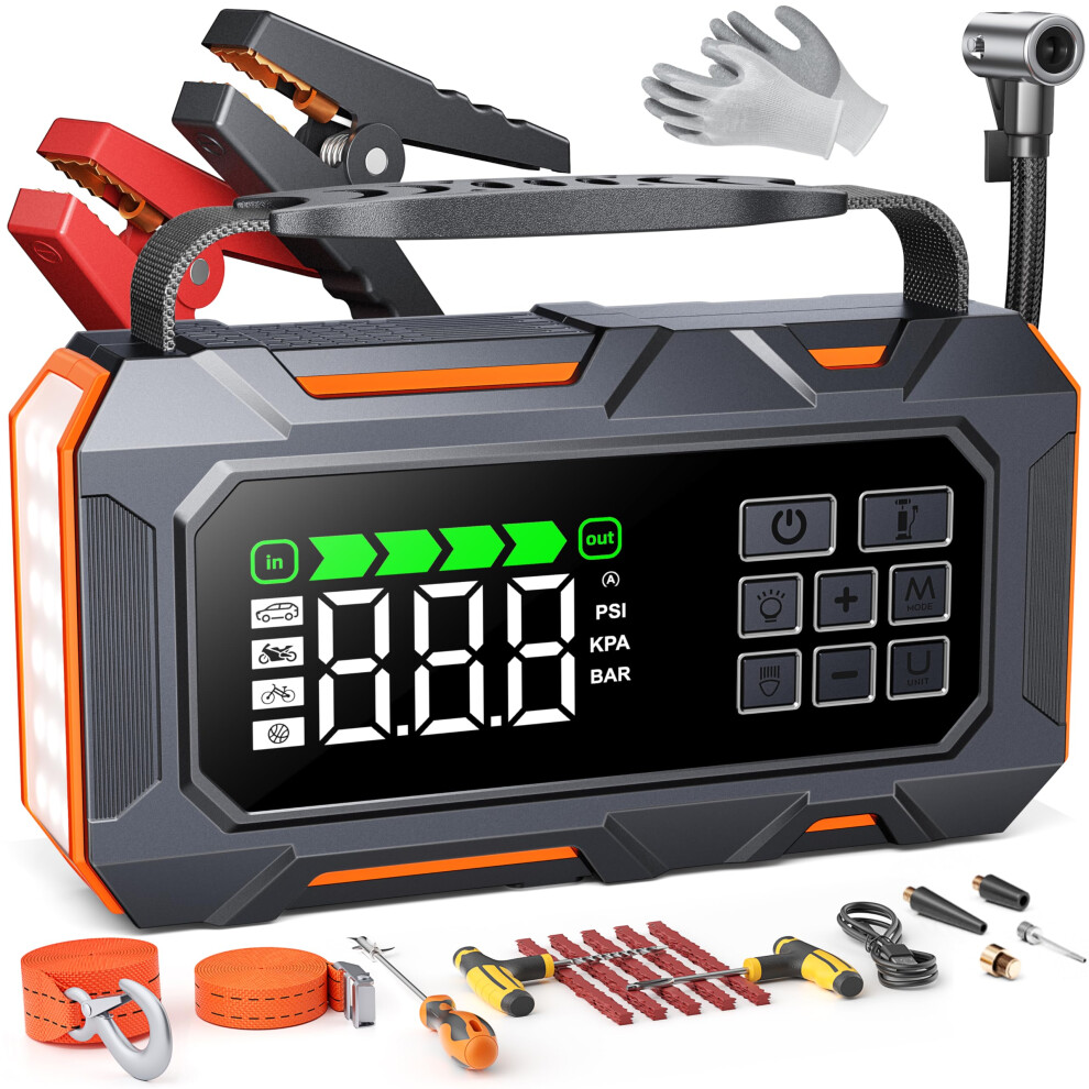 Trekure 14-In-1 7000A 160Psi Jump Starter Power Pack With Air Compressor(All Gas/12L Diesel), 26800Mah Car Jump Starter Power Bank, Car Battery Boost 71768571