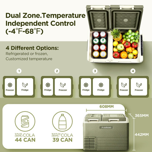 AAOBOSI Car Refrigerator, Dual Zone Dual Control, App 2