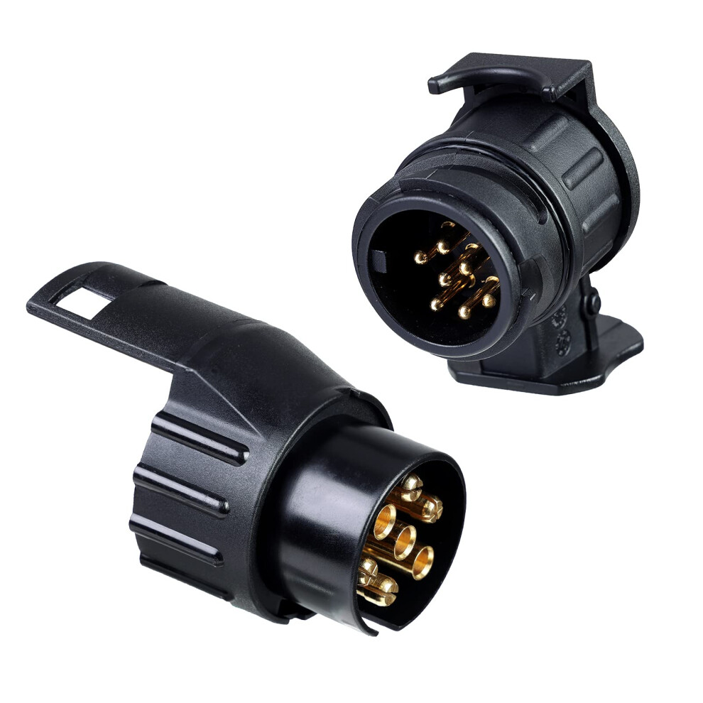 Beijistar 7 To 13 Pin And 13 To 7 Pin Towing Adaptor, Trailer Plug Adapter, 12V Waterproof Electric Adapter Plug Converter, For Caravan Rv Boat Cars 59058724