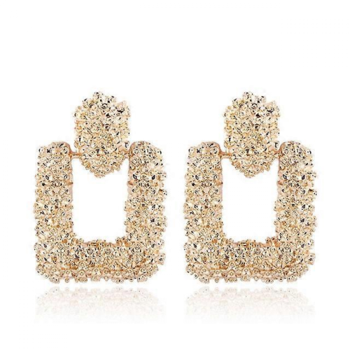 (New arrival) Vintage Earrings Geometric Statement Texture Metal Hanging Drop Earring 1