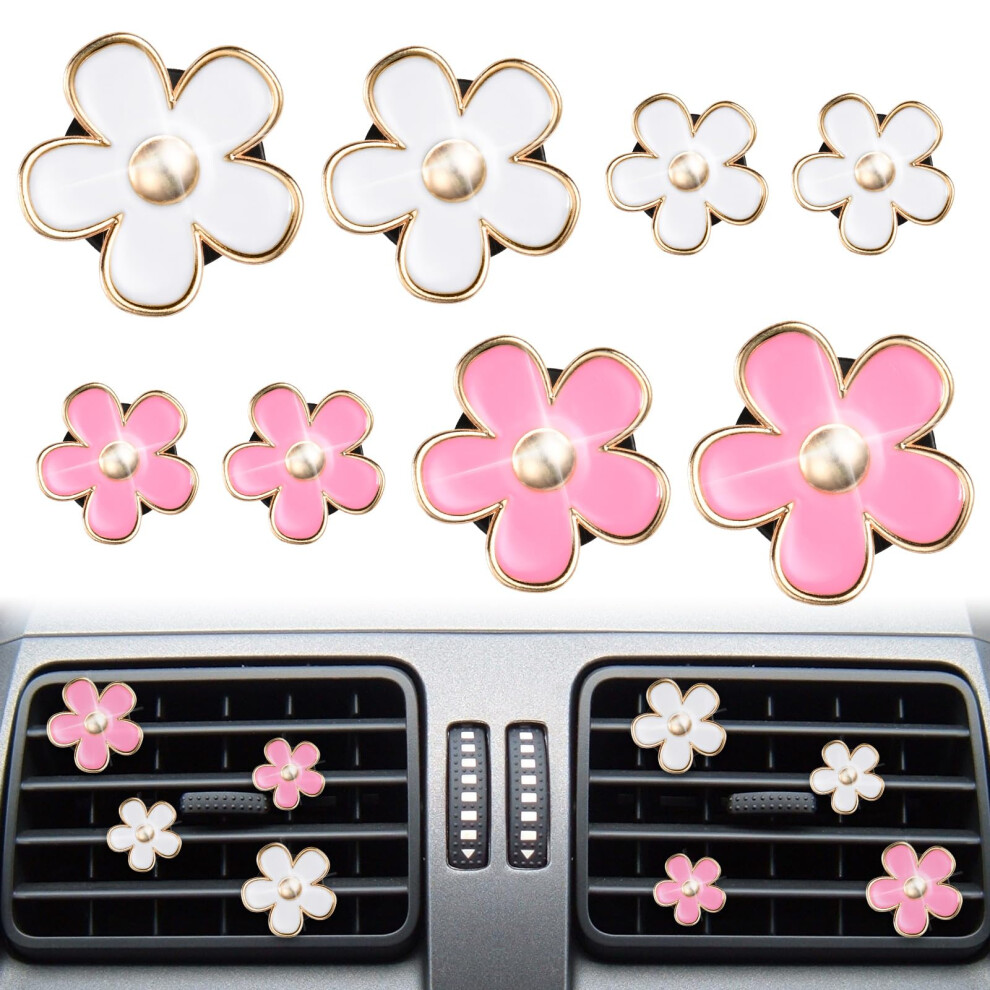 Uraqt Daisy Flower Air Vent Clip, 8 Pcs Car Air Fresheners, Cute Flower Air Conditioning Outlet Clip, Interior Decor Charm Accessories For Girls Pink 71508955