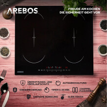 Arebos induction hob 7200 W 4 hobs with 2 double flex zones 59 cm selfs