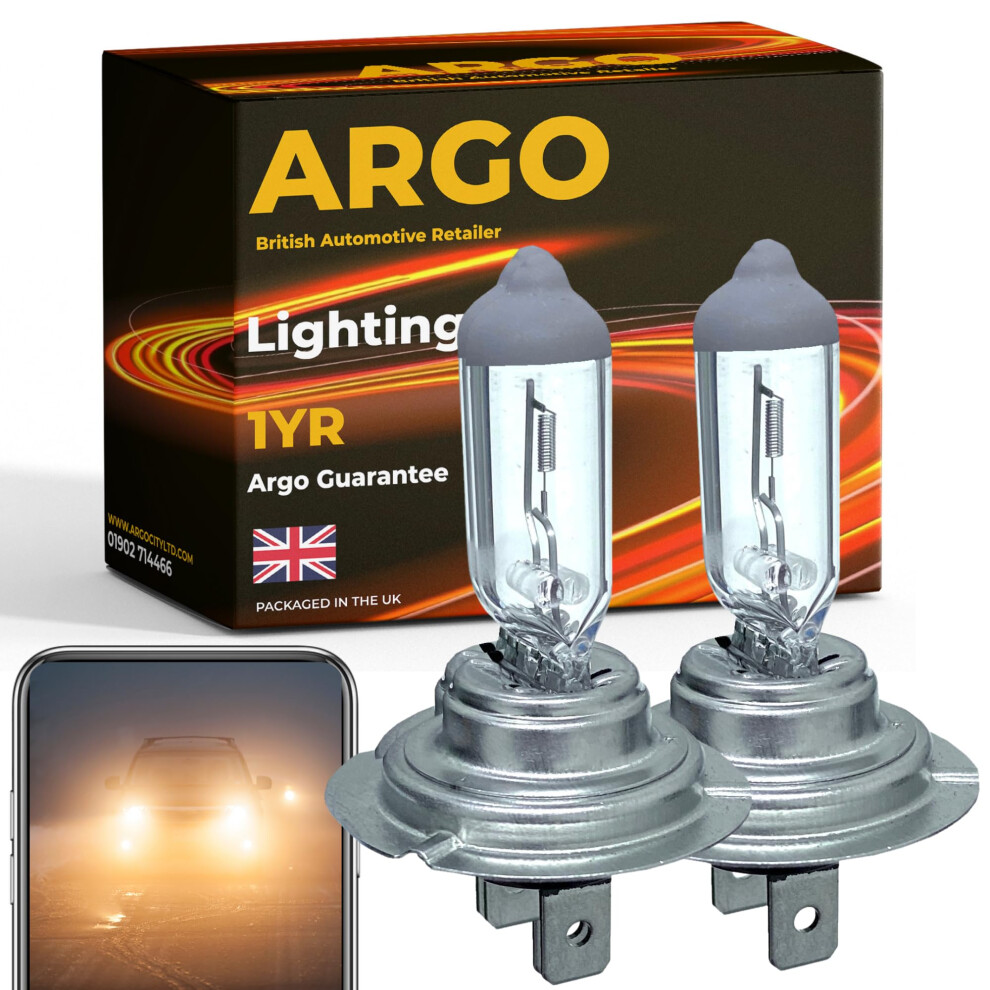 Argo H7 Head Bulb 55W Halogen 2500K 12V H7 477 Car Head Bulb High Low Dipped Main Beam Headlamp Bright Fog Car Bulbs 499 Px26d Headli Light 43735815