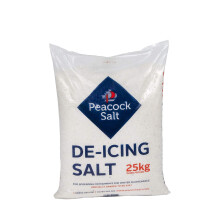 Peacock Salt 25KG Bag White De-Icing Rock Salt for Weeds Keeping Roads Paths and Driveways Clear of Ice and Snow Cleaner than Grit