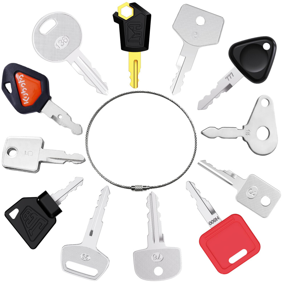 12Pcs Construction Ignition Key Set, Universal Ignition Starter Switch Spare Keys For Agricultural And Excavator Truck Dumper Tractor Dozer Roller Bu 11380412