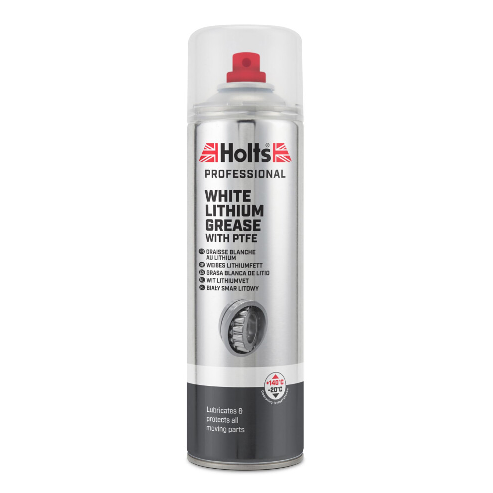 Holts Lithium Grease Spray - Heavy Duty For Moving Parts, High Performance With Ptfe For Ultra-High Cling, Reduce Friction & Prevent Wear, Prof White 45546082