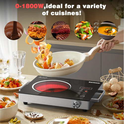 Karinear Portable Ceramic Hob with Handle, Single Freestanding 2