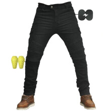 CBBI-WCCI Mens Motorcycle Jeans Motorbike Pants for Men Biker Pants Protective Motorcycle Trousers with 4X Protect Pads (Black, L= 32W / 32L)