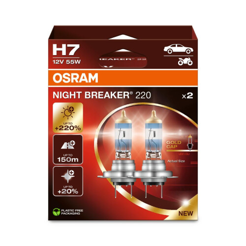 OSRAM OSRAM NIGHT BREAKER 220, H7, +220% more brightness, halogen headlight