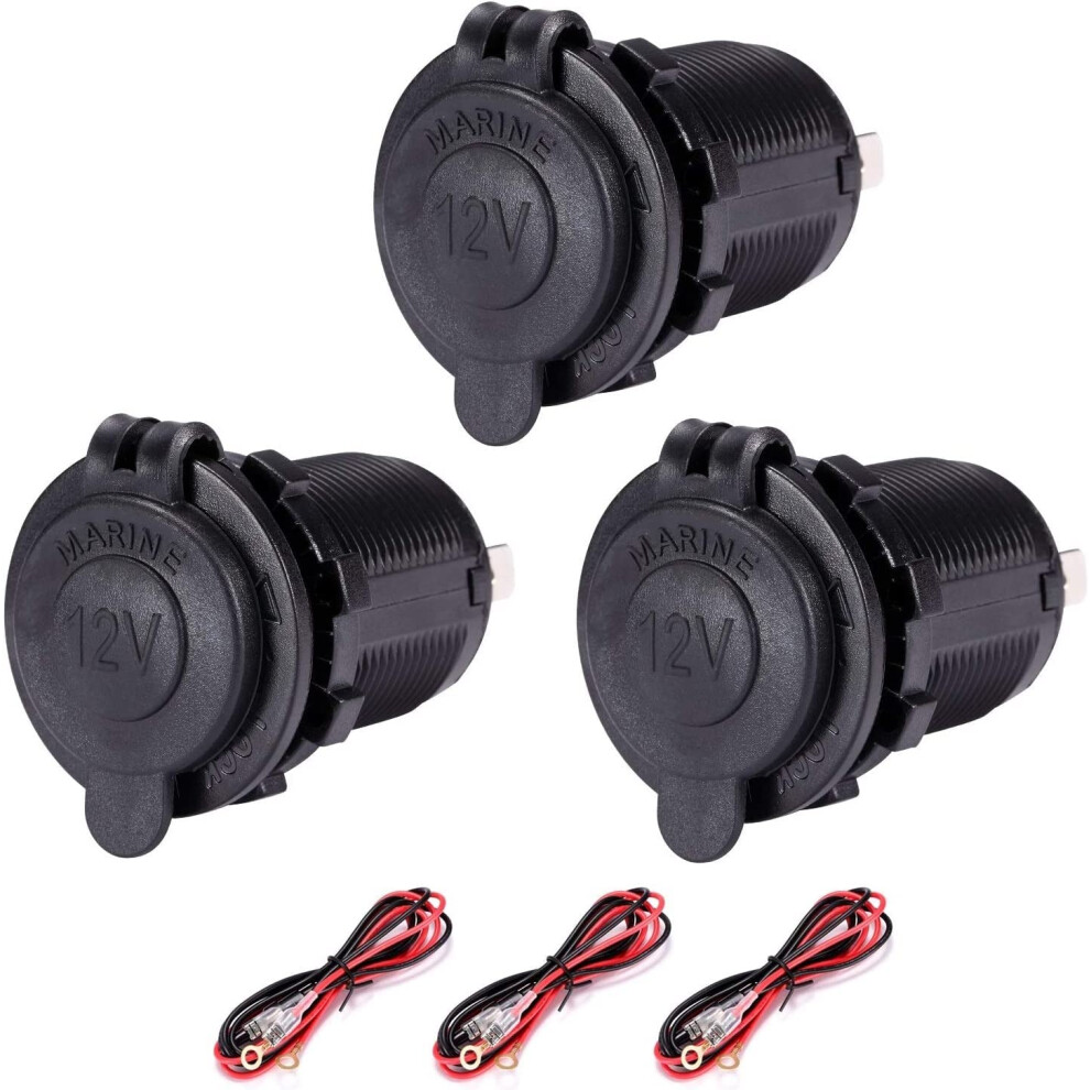 Yizerel 3 Pack Cigarette Lighter Socket For Car Motorcycle Marine Atv Rv Lighter Sockets Power Outlet Socket Receptacle 12V Waterproof Plugs 93558747