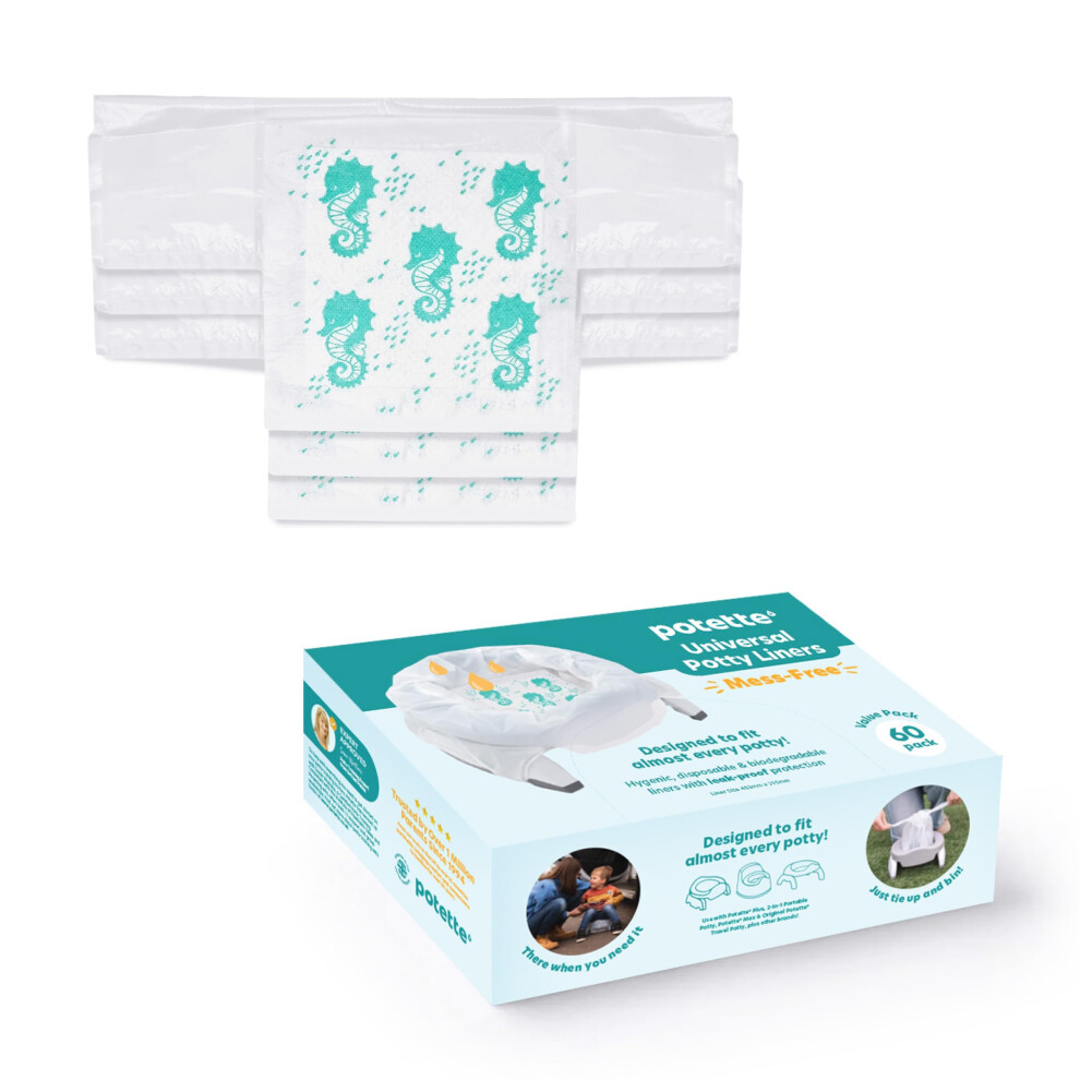Disposable Liners | Super Absorbent, Biodegradable And Lightly Fragranced Potty Bags | Pack Of 60 Potette Plus