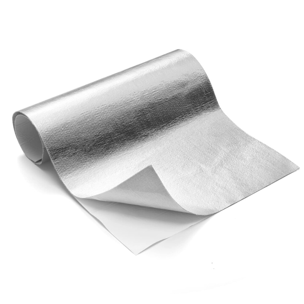 Flasld Aluminized Heat Shield Mat Thermal Barrier Adhesive Backed Heat Blanket 12'' X 24'', Fiberglass Insulation Reflective Material High Temp Prote 86280372
