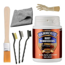 Ultimate Rust Removal and Treatment Kit - Hammerite Rust Remover Gel 100ml Bundled With - 3 Wire Brushes, Paintbrush, Disposable Gloves, Microfiber C