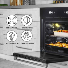Baridi Kitchen Appliance Bundle 60cm Integrated FanAssisted Oven Black Glas