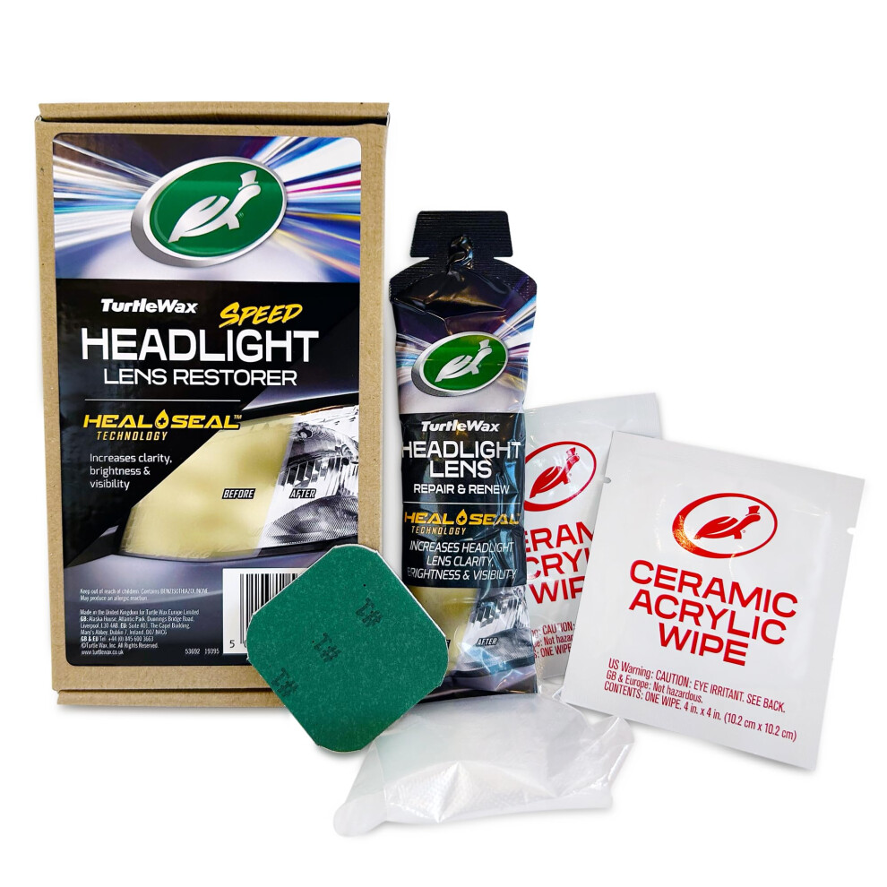 Turtle Wax Car Headlight Restoration Kit, Removes Oxidation And Renews Yellowing Headlights, Includes Polishing Pad, Headlight Lens Repair & Renew Co 71214689