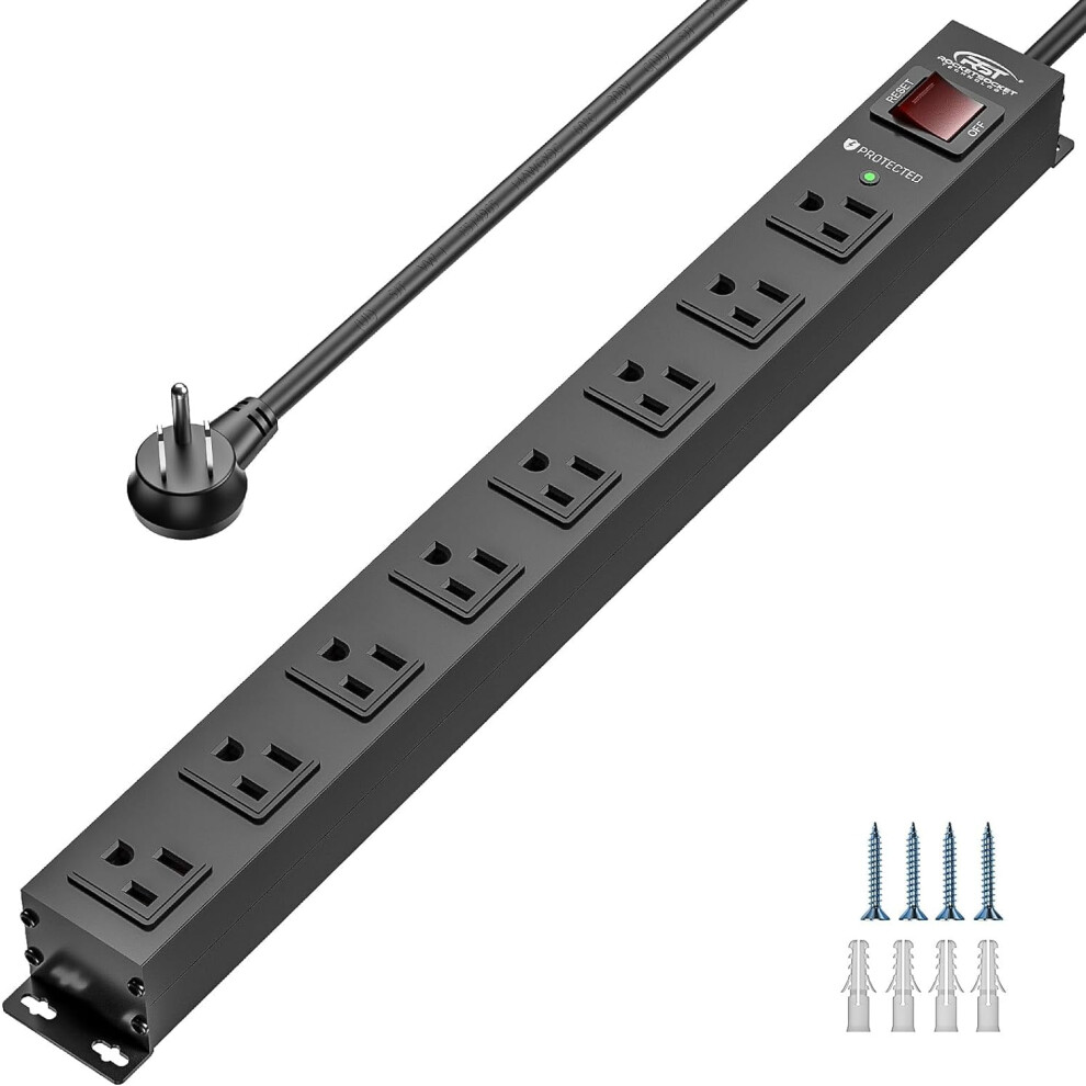 8-Outlet Heavy Duty Metal Power Strip, 2100J Surge 9104899453921