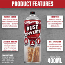 SPRAYTEKK Rust Converter Spray | 400ml | Epoxy-Based Neutralizer &