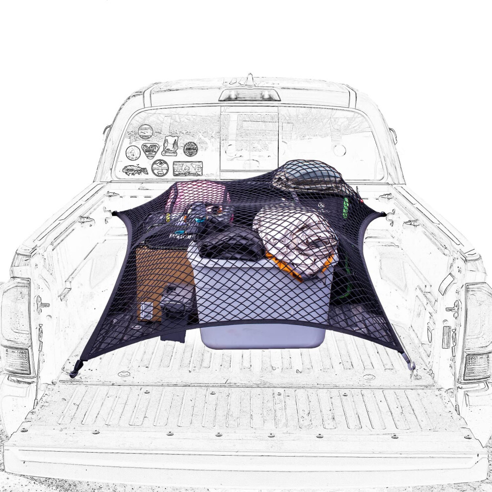 Highly Elastic Cargo Net, Simple Truck Bed Cargo Mesh Organizer, Suitable For Daily Loads Of Trucks, 4'X4' Stretches To 7'X7' (Double Layer) Light 33702223