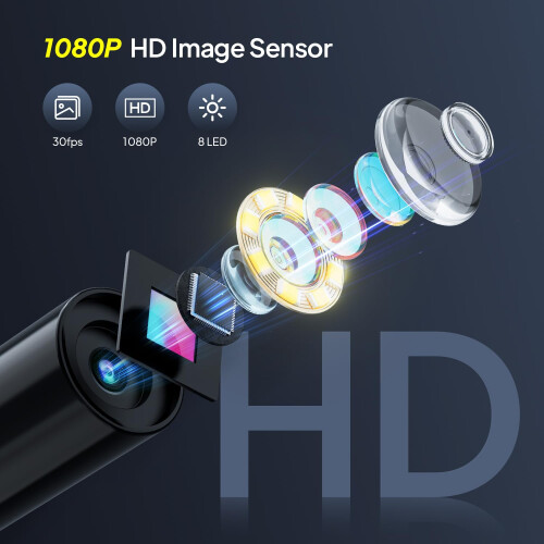 Endoscope Inspection Camera Qimic 24 IPS Screen Borescope with 8 LED Lights 1