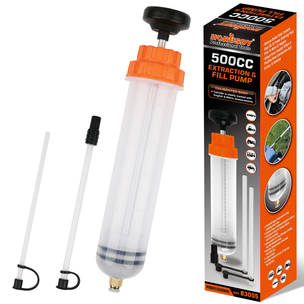 Horusdy Oil Pump | 500Cc Oil Extractor Oil Syringe | Fluid Extractor Automotive | Fluid Syringe Pump Manual Suction Vacuum Fuel Car Transfer 97704904