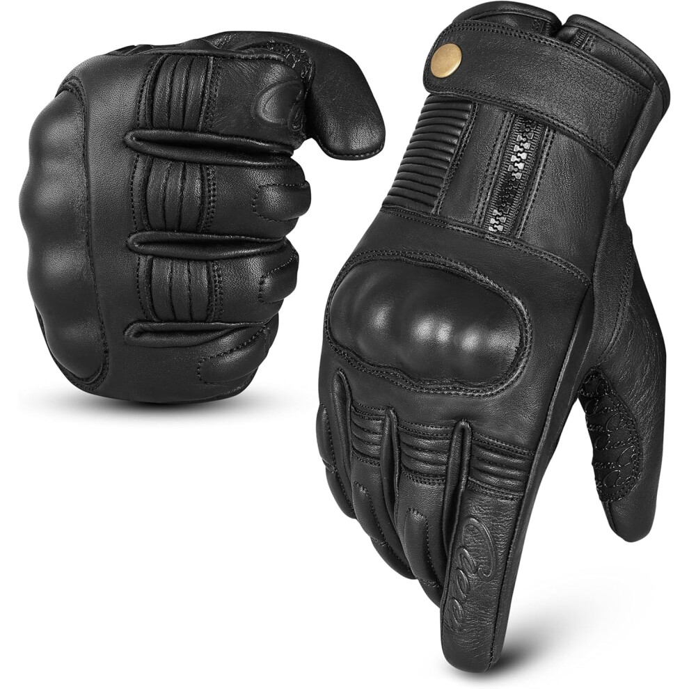 Ridemaxx Motorcycle Gloves Geniune Leather Motorbike Gloves Leather Gloves Touchscreen Biker Gloves (, L) Black 61579415