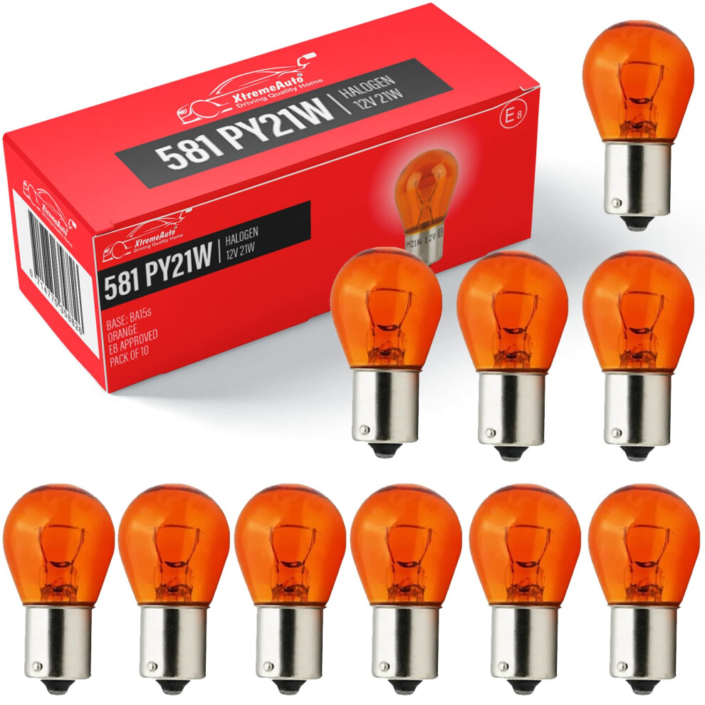 Xtremeauto X10 581 Py21w Bulbs - Car Indicator Bulbs, X10 12V Indicator Bulbs Bayonet 21W Car Lights Indicators Bulb 12 21W Bulb Orange/Amber 41744727